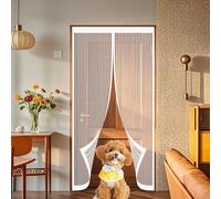 Magnetic Screen Door 93 x 187 cm Keep Pets Indoor, Allow Fresh Air Flow, Hands-Free Mosquito Insects Screen Mesh No-Drill Easy Installation for Balcony, Terrace, Cellar, White