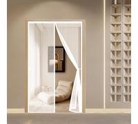 Magnetic Screen Door 93 x 242 cm with Reinforced Magnetic Strips Auto-Close, No Tools Installation, Keep Insects, Resistente Anti Mosquito Mesh Curtain for Bedroom, White