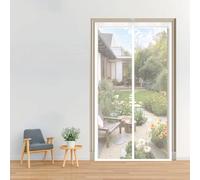 Magnetic Screen Door 94 x 161 cm, Automatically Closes, Keep Insects, with Strong Magnets and Magic Band, Without Drilling, Patio Insect Door Screen Pet & Kid Friendly, White