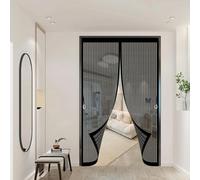 Magnetic Screen Door 95 x 180 cm Automatically Closes, Keep Bugs Out, Without Drilling, Easy to Install, Mosquito Net Door Fly Screen for Double/French Doors, Black