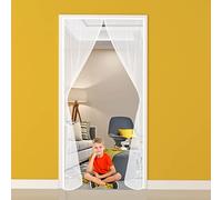 Magnetic Screen Door, 95x225cm Full Frame Magic Tape Magic Instant Mesh Door for Front Door and Home Outside Kids/Pets Walk Through Easily (White)