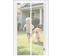 Magnetic Screen Door 96 x 173 cm with Reinforced Magnetic Strips Auto-Close, No Tools Installation, Keep Insects, Door Screen Fly Bug for Sliding Patio Keep, White