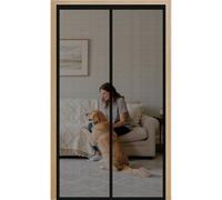 Magnetic Screen Door 96 x 175 cm with Powerful Magnets Automatically Closes and Magic Tape, Install Without, Keep Bugs Out, Magnetic Screen Door Fits for Patio, Black