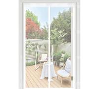 Magnetic Screen Door 96 x 190 cm, Automatically Closes, Keep Insects, with Strong Magnets and Magic Band, Without Drilling, Patio Insect Door Screen Pet & Kid Friendly, White