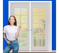 Magnetic Screen Door 96 x 202 cm Easy Installation Without Drilling Screen Mesh Curtain Keep Bugs Out & Lets Fresh Air in for Living Room, Bedroom, White