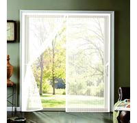 Magnetic Screen Door 96 x 208 cm, Automatically Closes, Keep Insects, with Strong Magnets and Magic Band, Without Drilling, Patio Insect Door Screen Pet & Kid Friendly, White