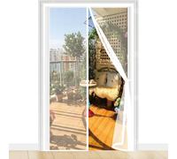 Magnetic Screen Door 96 x 208 cm Powerful Magnets and Magic Tape, No Drill Installation, Automatically Closes Keeps Bugs Out Patio Insect Door Screen Pet & Kid Friendly, White