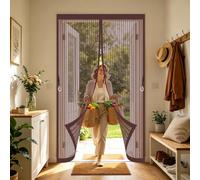 Magnetic Screen Door 97 x 218 cm with Powerful Magnets and Full Frame Magic Tape, Keep Bugs Out Magnetic Curtain Adhesive Installation Without Drilling for Patio Balcony, Brown