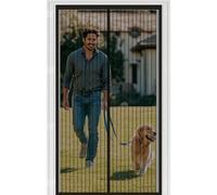Magnetic Screen Door 97 x 277 cm Automatically Closes Keeps Bugs Out, Powerful Magnets and Magic Tape, No Drill Installation, Patio Insect Door Screen Pet & Kid Friendly, Black