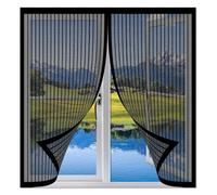 Magnetic Screen Door 97 x 94 cm Transparent Insect Screen Mosquito Bug Protection Without Drilling Hands Free for Various Windows, Black