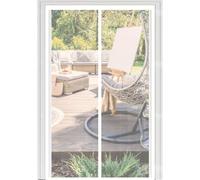 Magnetic Screen Door 98 x 182 cm with Powerful Magnets Automatically Closes and Magic Tape, Install Without, Keep Bugs Out, Screen Doors with Magnets for Balcony Door, White