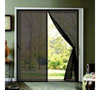 Magnetic Screen Door 98 x 196 cm, Automatically Closes, Keep Insects, with Strong Magnets and Magic Band, Without Drilling, Patio Insect Door Screen Pet & Kid Friendly, Black