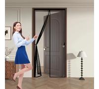 Magnetic Screen Door 99 x 201 cm Anti-Tearing Mosquito Door Net Keep Fly Bug Out Screen Mesh Curtain Fits with Powerful Magnets for Living Room, Bedroom, Patio, Black