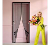 Magnetic Screen Door 99 x 250 cm with Magnetic Closure Flyscreen French Doors Keep Fresh Air in Bugs Out for Living Room, Bedroom, Patio, Black