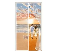 Magnetic Screen Door,Anti Mosquito Mesh Fly Curtain 120x240cm(47x94inch) Magnetic Top,to,Bottom Seal Snaps Shuts Automatically, Easy to Install Without Drilling for Patio Door Living Room - White A