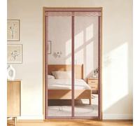 Magnetic Screen Door Curtain, Self-Closing Mosquito Net with Full Hook & Loop Tape, No Drilling Bug Protection Mesh, Pet Friendly Bug Screen for Bedroom Kitchen Patio Brown 95×215cm/37.40×84.65inch