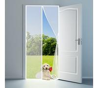 Magnetic Screen Door Deluxe Version, 125x205cm Fly Curtain Net,Heavy Duty Mesh Curtain,Strong Magnets,Top-to-Bottom Seal Snaps Shuts Automatically White