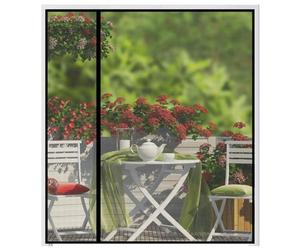 Magnetic Screen Door Fits Door Size 64" x 94", Screen Size 66" x 95", Reversible Left Right Quarter Opening,Top Middle Anti-Tearing Mesh Net Curtain with Magnet,Black