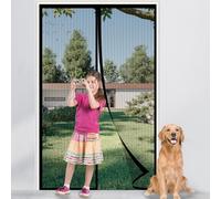 Magnetic Screen Door, Fly Insect Screen Door Screen Mesh Curtain with Powerful Magnets and Full Frame Hook&Loop, Easy to Install, Insect Protection Door No Gap (Black, 90 x 210cm)
