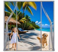 Magnetic Screen Door for Double Doors Grey 135x255cm Keep Flies Out While letting Fresh air Flow in Freely for Pets that Love to roam in and Out of the Garden