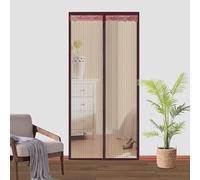 Magnetic Screen Door, Hands Free Mesh Curtain Keeps Bugs and Mosquitos Out, Automatic Magnet Closure, Heavy Duty Patio Window Screen Protector, Brown,155x225cm(Width x Height)
