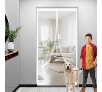 Magnetic Screen Door Heavy 121 x 179 cm Anti Mosquito, Keep Fresh Air in, Portable, Foldable, Custom Sizes, Fly Screens Door Nets Patio for Double/French Doors, White