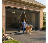 Magnetic Screen Door Heavy Duty Garage, Fiberglass Mesh, Self-Sealing Hands-Free Closure Fly Curtain for Patio, Porch & Sliding, Full Frame Hook and Loop Kit(Black,436x310cm)