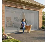 Magnetic Screen Door Heavy Duty Garage, Fiberglass Mesh, Self-Sealing Hands-Free Closure Fly Curtain for Patio, Porch & Sliding, Full Frame Hook and Loop Kit(Gray,305x244cm)