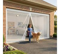 Magnetic Screen Door Heavy Duty Garage, Fiberglass Mesh, Self-Sealing Hands-Free Closure Fly Curtain for Patio, Porch & Sliding, Full Frame Hook and Loop Kit(Cream,375x248cm)