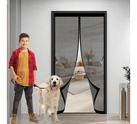 Magnetic Screen Door Mesh 100 x 162 cm Anti Mosquito, Keep Fresh Air in, Portable, Foldable, Custom Sizes, Magnetic Doors, Fly Insect Screen for Patio Door/Balcony, Black