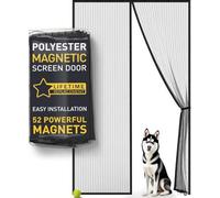 Magnetic Screen Door Mesh (2025 Model) - Fine Weave See-Through Mesh Without Ugly Vertical Lines, 52 Magnets, 2 Easy Install Kits for 2-Season Use, Pet Scratch Resistant & Bug Proof, 90x210 cm