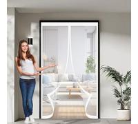Magnetic Screen Door Mesh 215 x 130 cm Anti Mosquito, Keep Fresh Air in, Portable, Foldable, Custom Sizes, Magnetic Door Screen Small for Double/French Doors, White