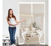 Magnetic Screen Door Mesh 70 x 80 cm Automatically Closes, Keep Bugs Out, Without Drilling, Easy to Install, Magnetic Screen Door for Patio/Balcony, White