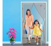 Magnetic Screen Door Mesh Curtain, 130x200cm with Updated Dense Mesh and Gravity Sticks at The Bottom, Easy to Install Without Drilling, Gray, 663 Size