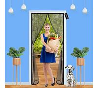 Magnetic Screen Door - Mesh Fly Curtain 80 x 190 cm Heavy Duty Bug Mesh Curtain - with Magnets Full Frame Magic Tape - Easy to Install Without Drilling - for Patio Balcony Living Room - Black A