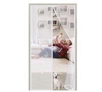 Magnetic Screen Door - Mesh Fly Curtain 90 x 200 cm Heavy Duty Bug Mesh Curtain - with Magnets Full Frame Magic Tape - Easy to Install Without Drilling - for Patio Balcony Living Room - White