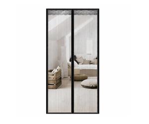 Magnetic Screen Door - Self-Closing Mesh Door Curtain 47.2"x86.6", One-Piece Polyester, No-Drill Installation with Adhesive Tape Included, Pet Friendly, Black