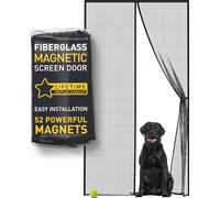 Magnetic Screen Door Strong Fiberglass Model - Fine Weave See-Through Mesh, 52 Magnets, 2 Easy Install Kits for 2-Season Use, Pet Scratch Resistant & Bug Proof (Fiberglass, 80 x 200 cm)