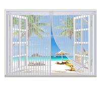 Magnetic Screen Door - Ultra-Seal Mosquito Net for Doors & Windows ct-Proof Curtain Easy Install 155x145cm White - Perfect for Living Room & Patio