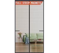 Magnetic Screen Door Upgraded-Model Full Strip Magnets,Fiberglass Heavy Duty Mesh,Retractable Door Screen Magnetic Closure for Single Front Sliding Door