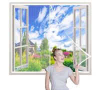 Magnetic Screen Door Windows Heavy Duty Bug Mesh White 60x95cm Mesh Fly Curtain Mosquito net for Windows, with Magnets Without Drilling for Any Window