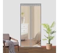 Magnetic Screen Door with Buckles - Stay Open Option,Heavy Duty Enhanced Screen Mesh,110x280cm（Width x Height）,Self Sealing,Hands Free Mesh Partition,Grey