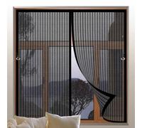 Magnetic Screen Doors 145 x 143 cm Various Sizes, with Full Frame Magic Tape, Automatic Closing Magnetic Fly Screen for Balcony Door from Living Room, Bedroom, Patio, Black