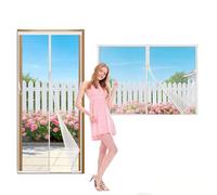Magnetic Screen Doors 180x190cm Magnetic Door Curtains Fly Screen Anti Mosquito Mesh Curtain with Powerful Magnets and Full Frame Magic Tape, Suitable for Patio Doors Balcony Bedroom White