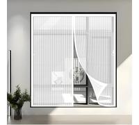 Magnetic Screen Doors 99 x 75 cm Reinforced Polyester, with Powerful Magnets and Full Frame Magic Magnetic Fly Screens for Doors from Living Room, Bedroom, Patio, White