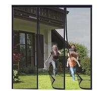 Magnetic Screen Doors Magnetic Door Curtains Fly Screen Anti Mosquito Mesh Curtain with Powerful Magnets and Full Frame Magic Tape 250x200cm Black