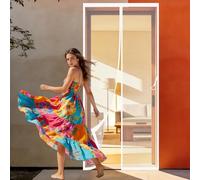Magnetic Screen Fly Doors 108 x 267 cm Automatically Closes Durable Door Fly Screen Curtain Hands Free Auto Closing for Home, Bedroom, Living Room, Kitchen, Patio, White