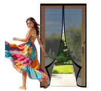 Magnetic Screen Fly Doors 111 x 278 cm Auto Close Insect Curtain Magic Paste Curtains Hands Free Auto Closing for Living Room, Bedroom, Patio, Black