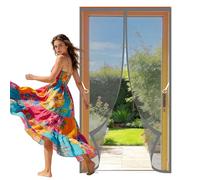 Magnetic Screen Fly Doors 111 x 296 cm Auto Close Insect Curtain Magic Paste Curtains Hands Free Auto Closing for Living Room, Bedroom, Patio, Grey
