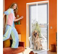 Magnetic Screen Fly Doors 121 x 263 cm Self Sealing Nets Patio Curtain Insect Mesh Keeps Bugs Out Suitable for Balcony, Terrace, Cellar, Bedroom and Sliding Room, White